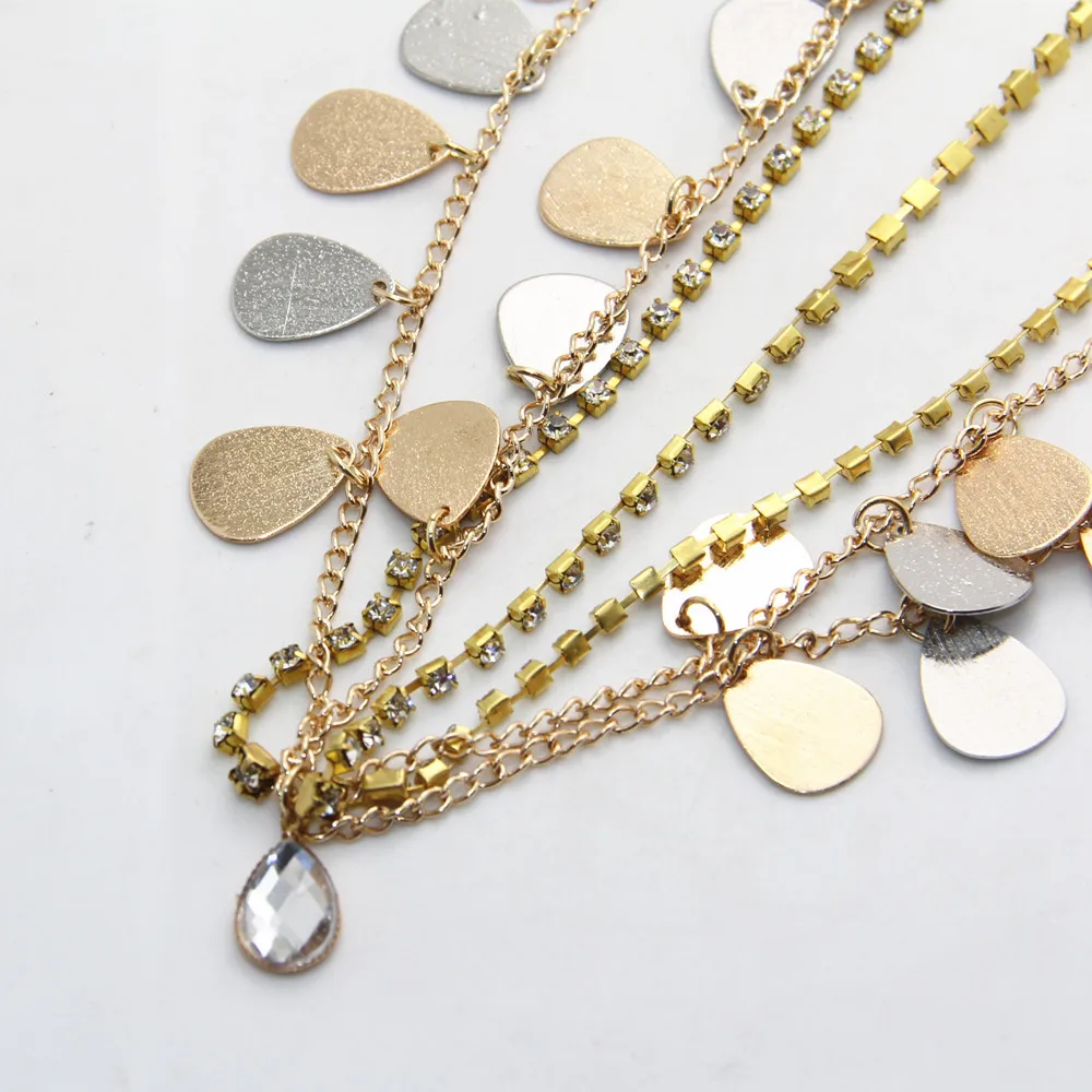 Романтическая индийская Тиара Лоб блестки сплав цепочка из страз для головы