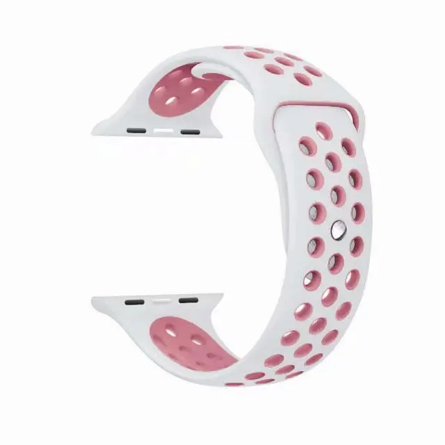 10 шт./лот силиконовые спортивные дышащий ремешок для наручных часов Apple Watch Смарт i-Watch 38/40/42/44 мм с ремешком 1/2/3/4G браслет
