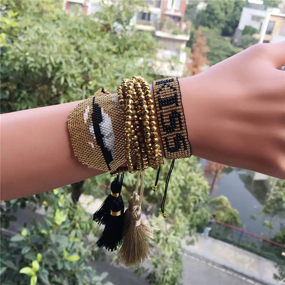 Go2boho Delica MIYUKI браслет Pulseras Mujer летние ювелирные изделия золотые губы для женщин поцелуй Кристалл Браслеты с кисточкой Bileklik ручной работы