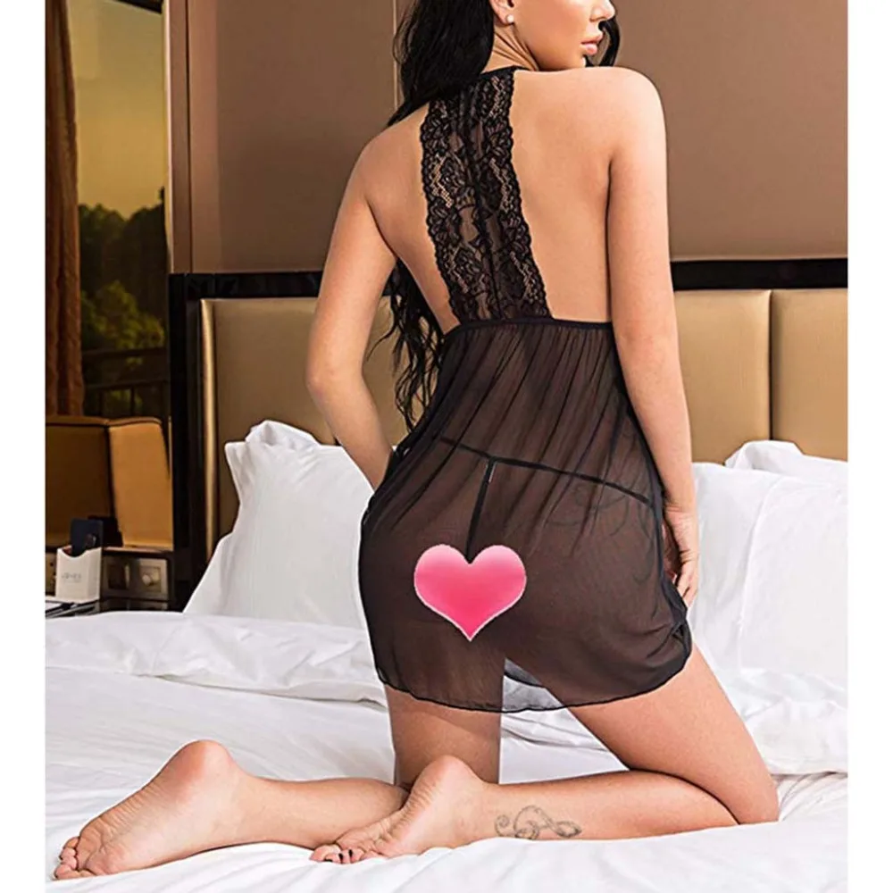 Эротическое женское нижнее белье прозрачное кружевное ночное с цветочным