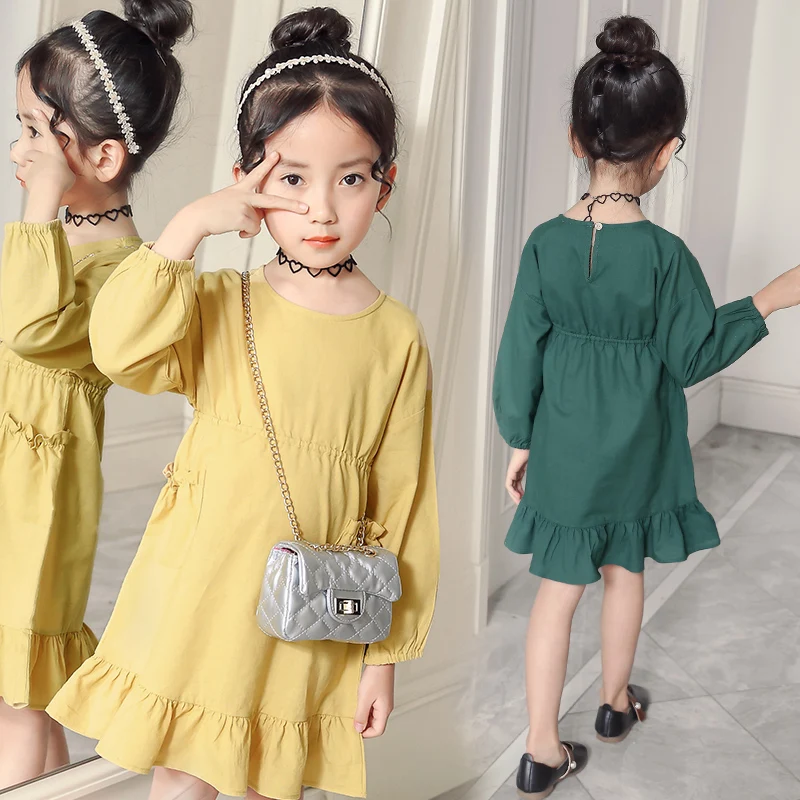Платья для девочек 2018 осень Детское платье 10 до детей 12 лет с длинным рукавом