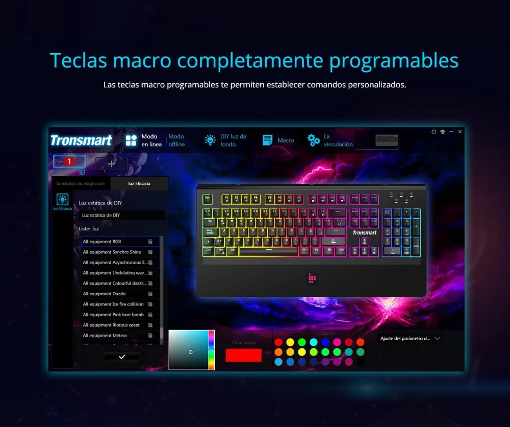 [ES сток] Механическая игровая клавиатура Tronsmart TK09R RGB с RGB подсветкой, макро, синие переключатели для геймеров-Испанская версия