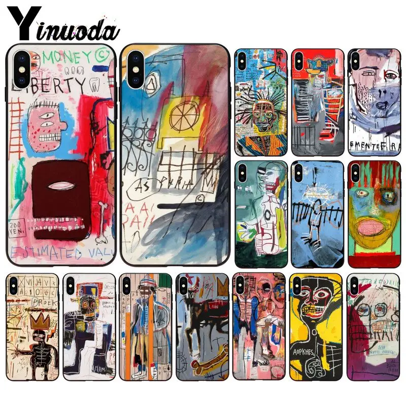 Yinuoda Jean Michel Basquiat Art граффити умный чехол черный мягкий для телефона iPhone 8 7 6 6S Plus X XS