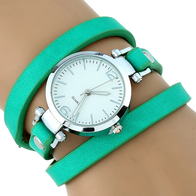 Женские наручные часы Gnova платиновые с большим ремешком из искусственной кожи