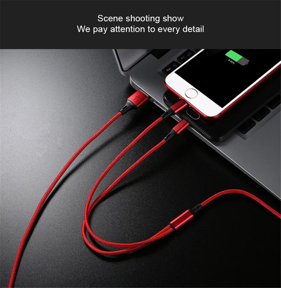 NOHON 3 в 1 нейлоновые Micro usb type-C кабели для зарядки 8 Pin для iPhone 7 8 6 Plus X Xiaomi LG универсальный кабель для быстрой зарядки