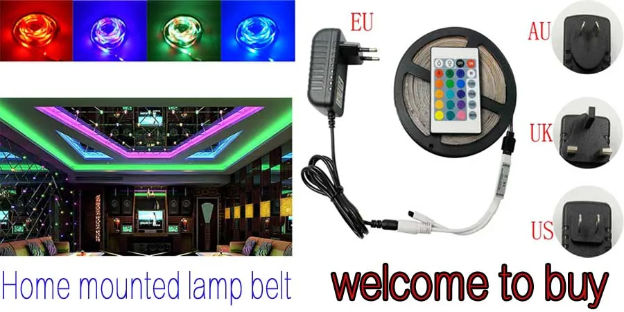 Светодиодная лента goook 5050 SMD 5 м 10 м RGB, гибкий светодиодный светильник, водонепроницаемая лента, RGB диодный светодиодный светильник, ИК-контроллер, источник питания