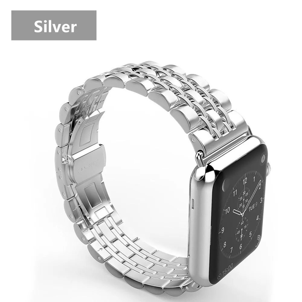 Silver band case Чехол+ ремешок для apple watch 42 мм 38 мм apple watch 4 3 5 iwatch band correa из нержавеющей стали pulseira Butterfly ремешок для часов - Цвет ремешка: Silver band case