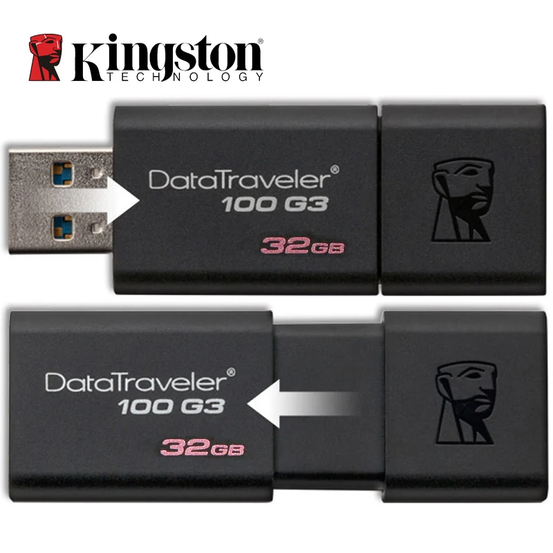 Kingston USB Флэш-Накопители DT100G3 3.0 Pendrive 64 ГБ 32 16 128 Pen Drive Пластик Гладкий Memory Stick 100%