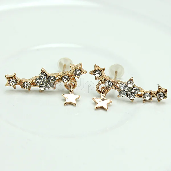 Refaxi 2 Пара женские Металлические Иглы Пирсинг Серьги Шпильки Сияющий Кристалл