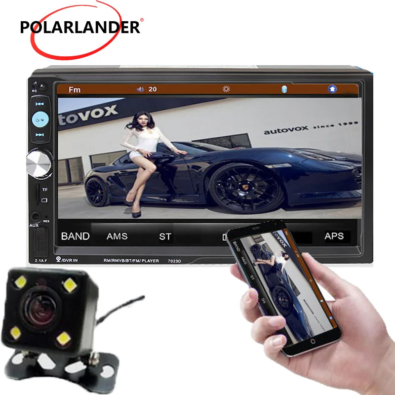 Автомагнитола 2 Din 7023D 10 языков 7 дюймов Bluetooth MP3/MP4/MP5 плеер зеркальная связь аудио