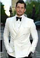 2019 3 pieces double breasted men suit ivory mens suits groom tuxedos groomsmen wedding blazer terno masculino