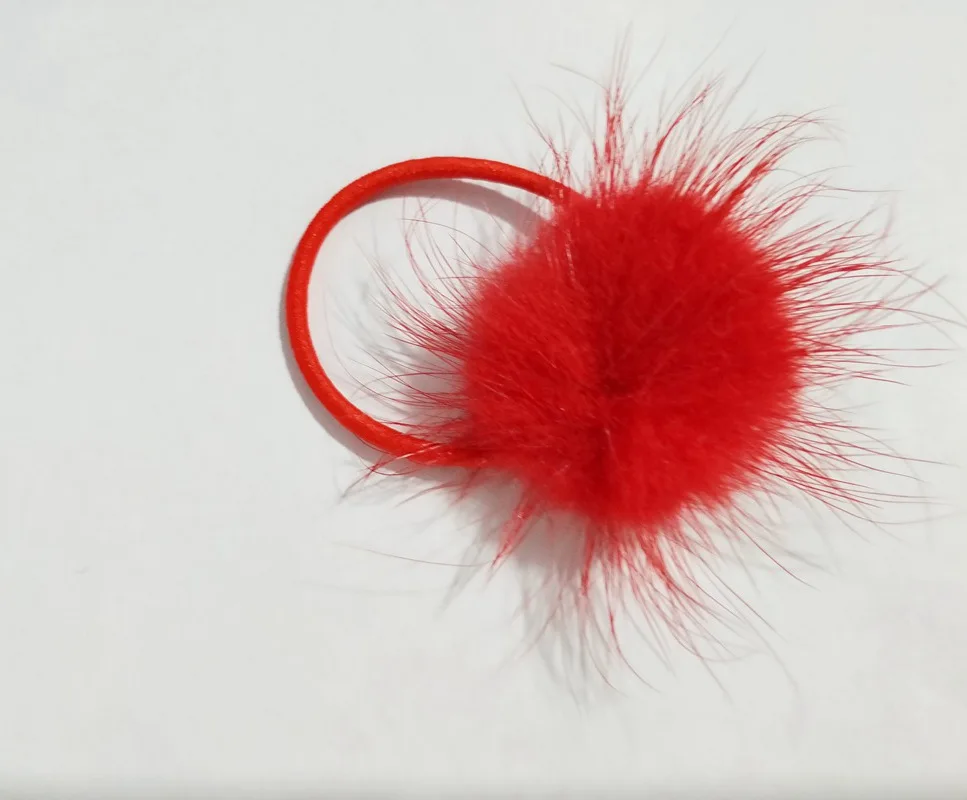 Детские норковые Меховые помпоны мини ободки для волос эластичные мягкие