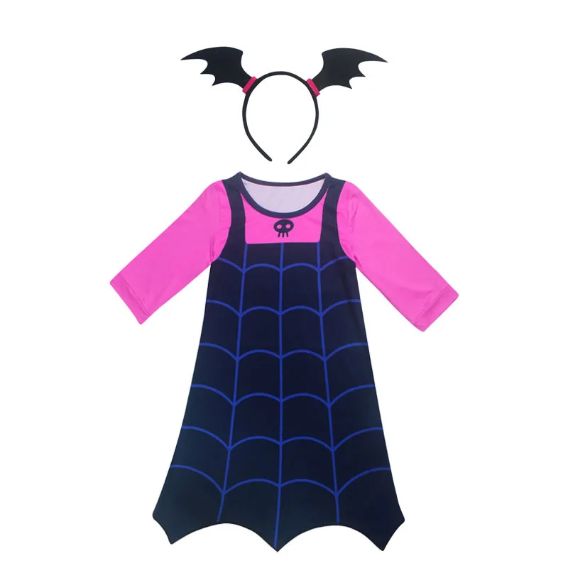 Disfraz Vampirina/костюм для девочек, платье для Хэллоуина, Детская повязка на голову с маской, Эксклюзивное платье для детей, Elza vetement enfant fille, Маскировка