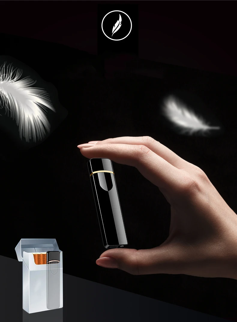 Новинка, ультратонкая электрическая зажигалка для прикуривателя с usb-зарядкой, ветрозащитная Бездымная электрическая зажигалка высокого качества