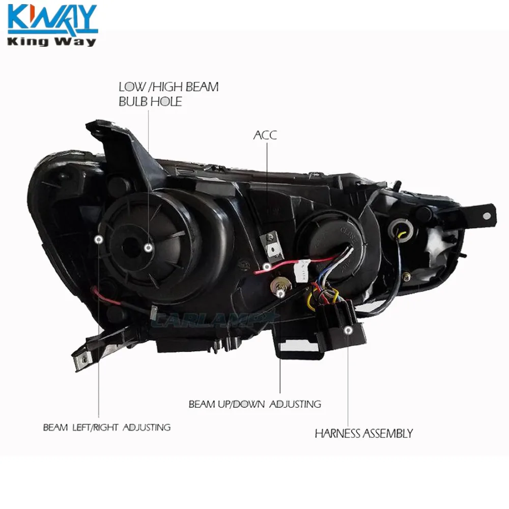 Бесплатная доставка King Way фары лампа для Mitsubishi Lancer EVO 2008 2016 LED Red Eye DRL|lamp for|lamp lamplamp