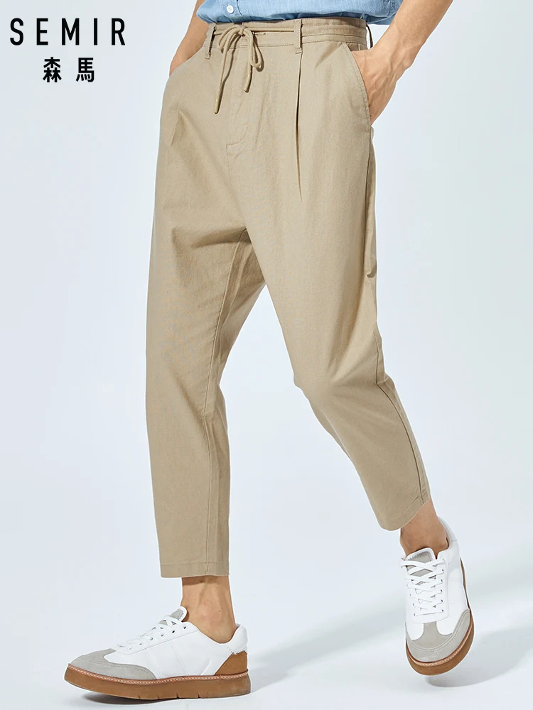 Мужские повседневные брюки SEMIR синие свободные в Корейском стиле узкие для