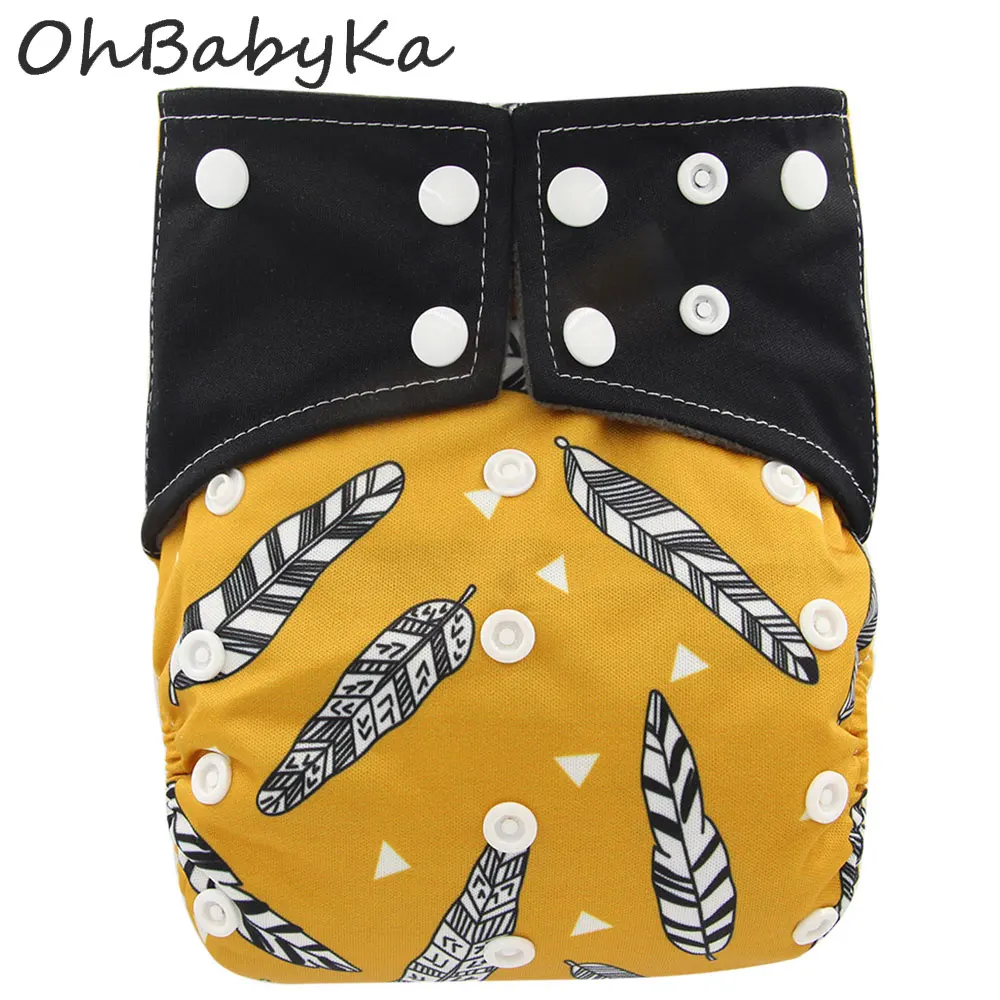 Детский многоразовый подгузник Ohbabyka тканевый с угольным бамбуком смываемый