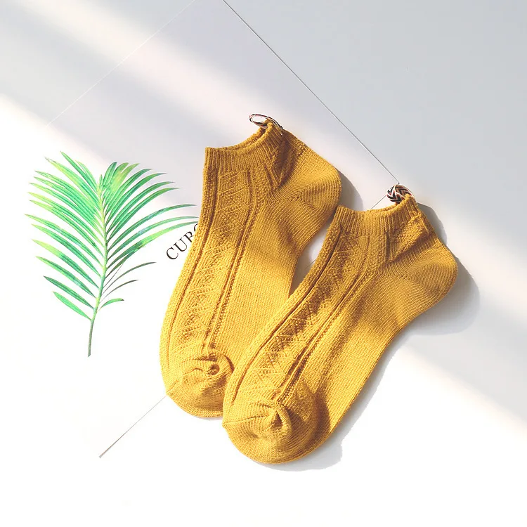 yellow PEONFLY/женские хлопковые невидимые носки-лодочки, однотонные носки для влюбленных, забавные Тапочки - Цвет: yellow
