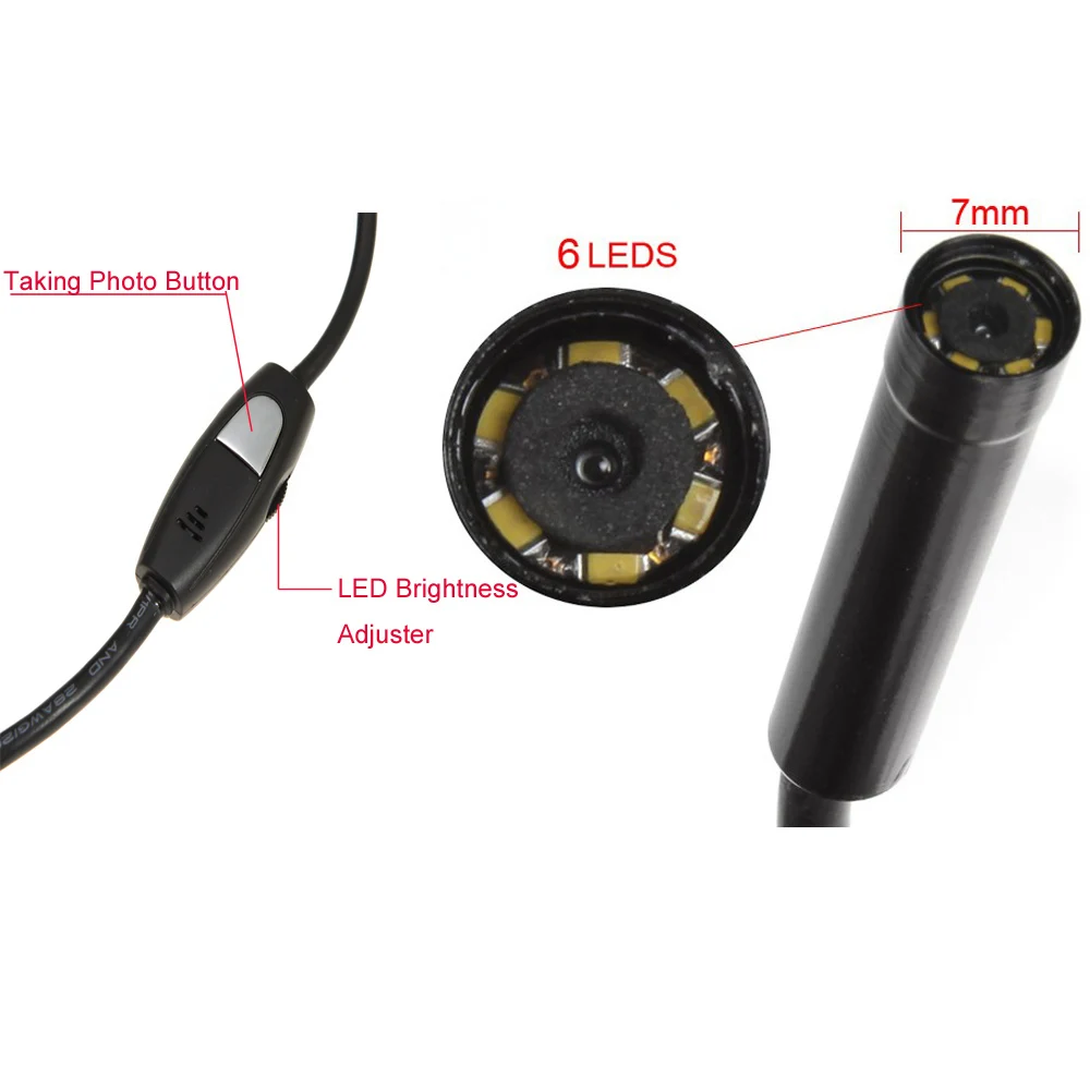 Водонепроницаемый 7 мм USB инспекции эндоскоп бороскоп Змея Область с снимок