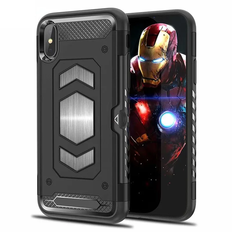 Для Iphone 11 Pro MAX XS XR чехол противоударный Гибридный PC Автомобильный Магнитный чехол с присоской для Iphone X 6 6S 7 8 Plus чехол со слотом для карт