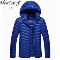newbang 9xl 10xl mens plus size down coats ultra light down jacket men lightweight feather hooded warm portable winter coat