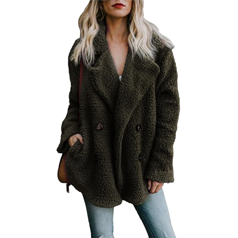 S-3XL Femme, женские куртки, зимнее пальто, женские кардиганы, Женский Теплый джемпер, флисовое пальто из искусственного меха, толстовка, верхняя одежда, Блузон - Цвет: Зеленый
