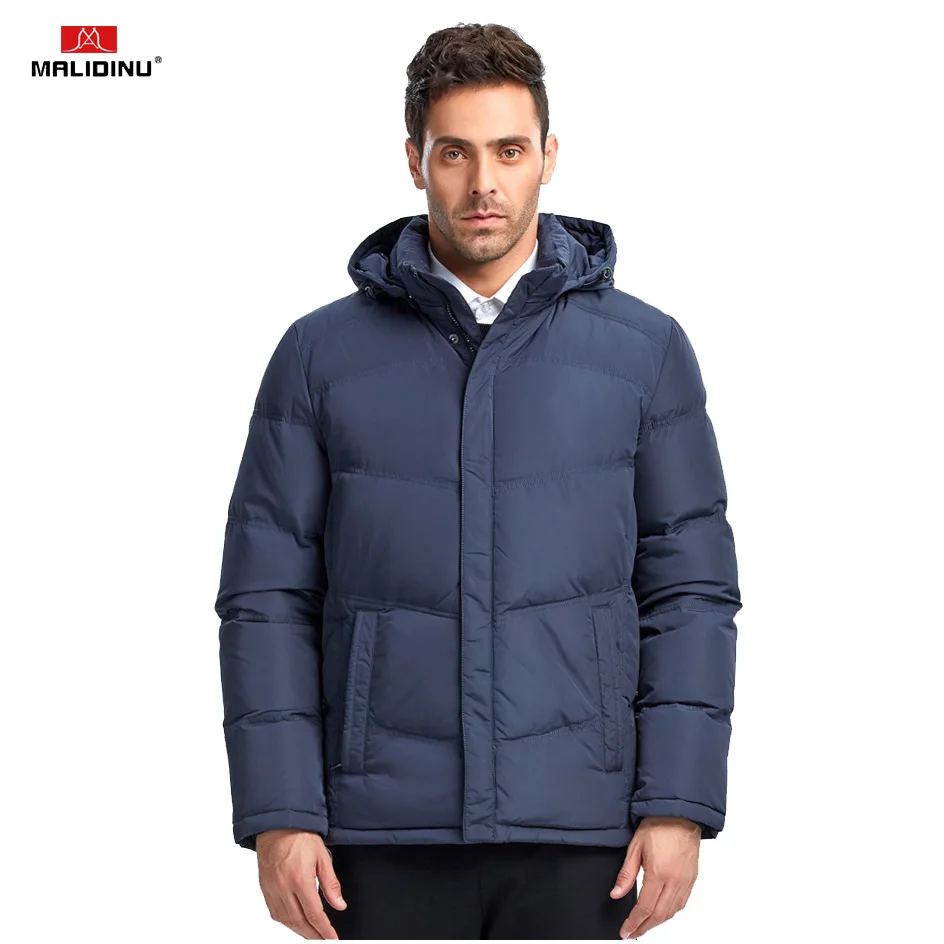 MALIDINU Duck Down Jacket Men Winter Thick Down Coat Brand Warm Mens Down Jackets Detachable Hood Down Parka Plus Size Men Coats