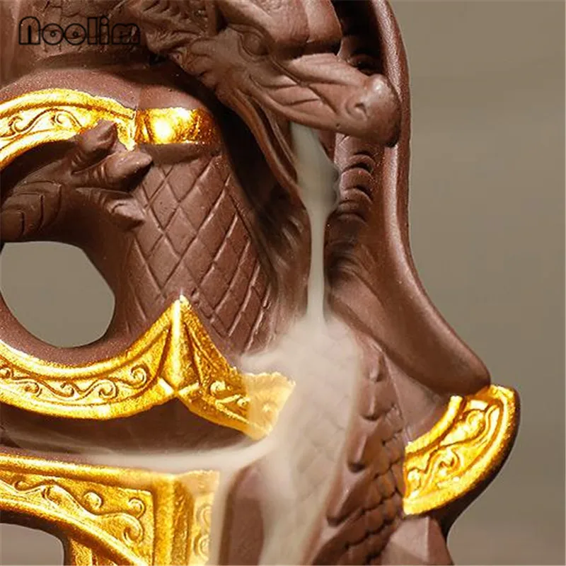 Курильница для благовоний Дракон Птерозавр из фиолетовой глины с обратным