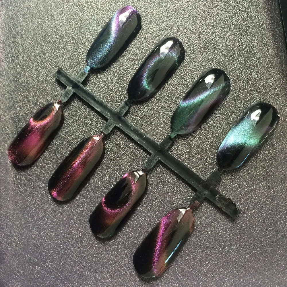 Высококачественный МЕТАЛЛИЧЕСКИЙ пигмент для ногтей "Хамелеон 3D Кошачий глаз", с эффектом зеркального хрома и блеском, для ультрафиолетового геля на ногтях.