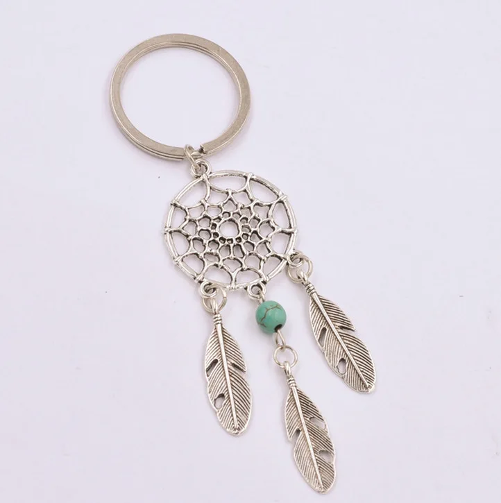 New Pink Blue Beads Dream catcher Feather keychian Wind Chimes Catcher Key Chain Women Vintage Indian Style ring gift | Украшения и