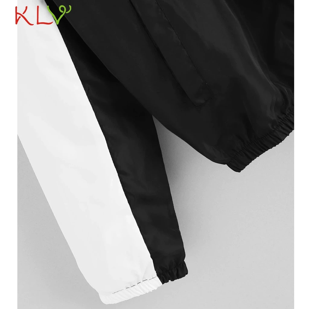 

Women Jacket Patchwork Color Hooded Zipper Long Sleeve Windbreaker Winter Casual 2019 Overcoat Casaco Feminino Girls Coats 19Jul