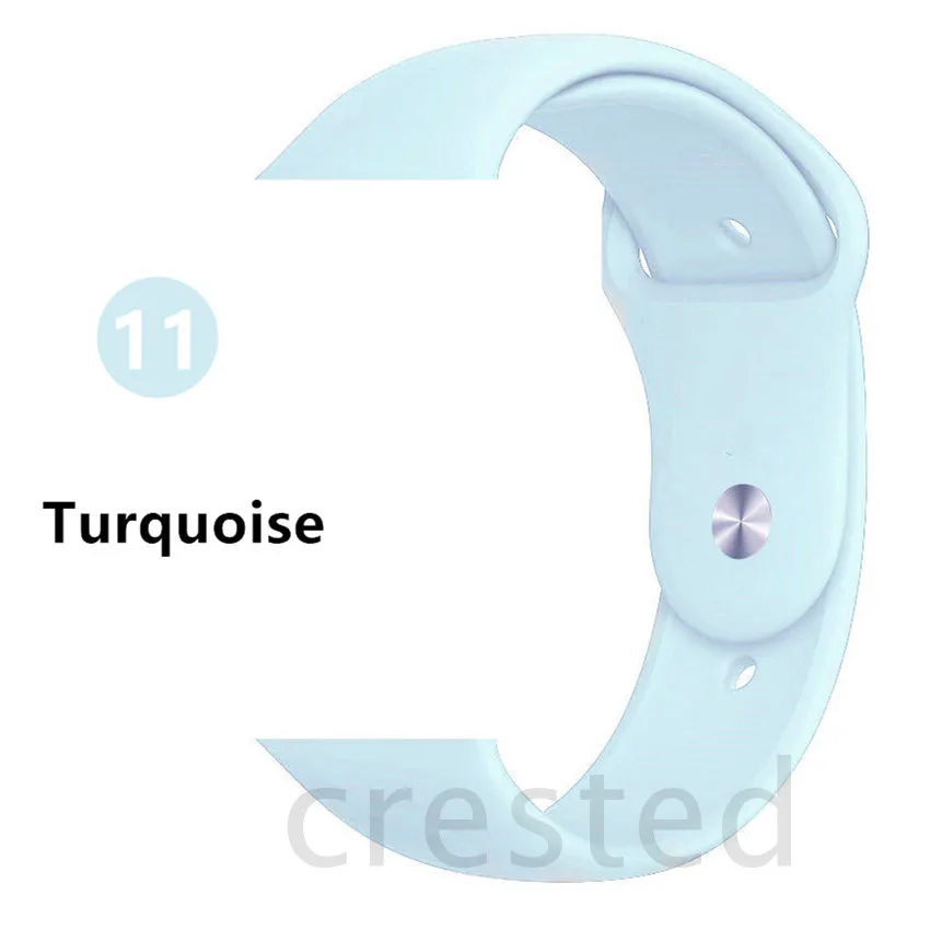 Turquoise Силиконовый ремешок для apple watch 4 5 44 мм/40 мм спортивный ремешки для apple watch 3 42 мм/38 мм резиновый ремень браслет ремешок для часов apple watch Band Мягкий красочный ремешок iwatch series 4 3 2 1 - Цвет ремешка: Turquoise