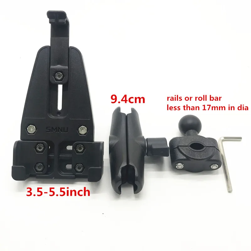 3in1 9.4cm Подходит 10-17 мм зажим для Руля Мотоцикла база для рейки крепление+ двойная розетка+ держатель для сотового телефона для смартфона для Крепления ram - Цвет: 3in1 9.4cm