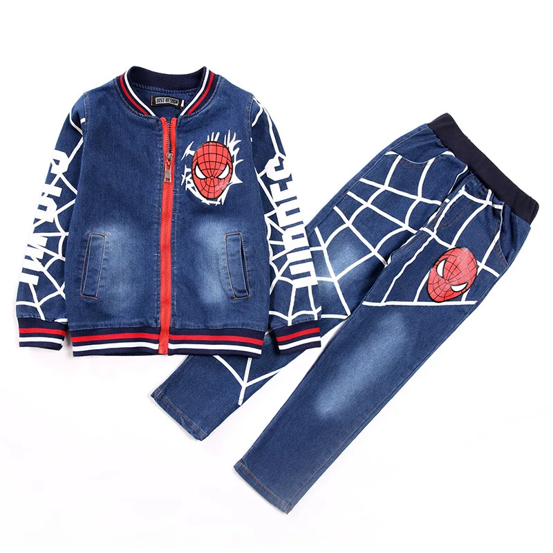 2017 Autumn Spiderman Boys Outwear Suits Spring Cartoon Boy Clothes Set Warm 3pcs Children Clothing Kids Cowboy Costumes | Детская