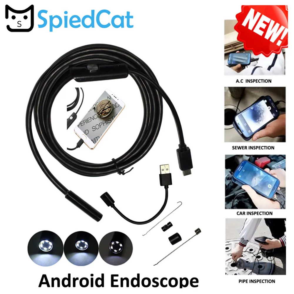 5,5 мм объектив Мини камера эндоскоп камера 1 м/1,5 м/2 м/3,5 м провод Android USB эндоскоп светодиодный свет водонепроницаемый Borescopes