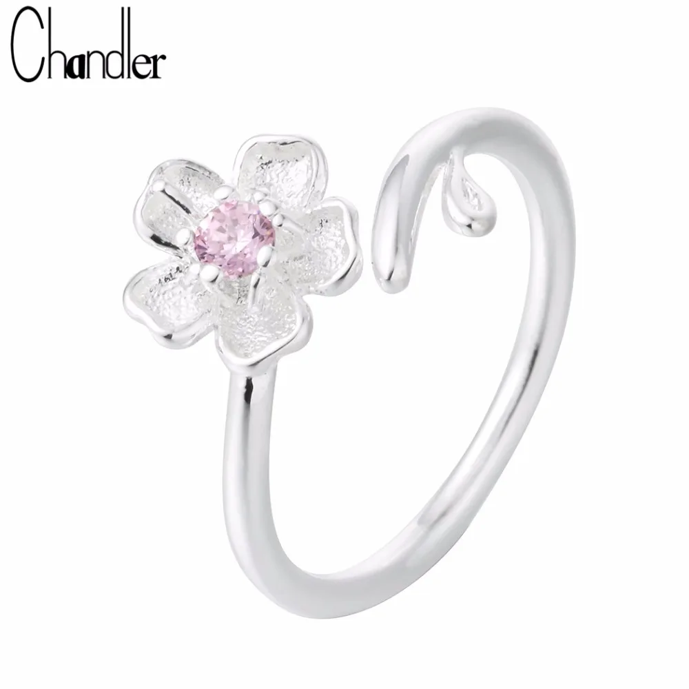 Женское кольцо с цветком Chandler Chic розовое вишни открытое модное ювелирное