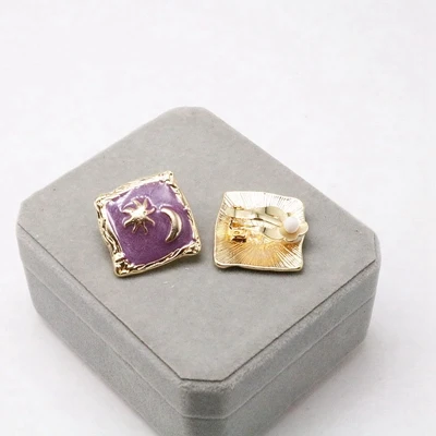 No.2 with clip Free Shipping Round Square Earring Multi-Colors European Geometry - Окраска металла: No.2 with clip