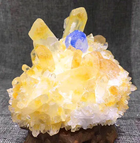 RARE!! New Find Yellow Citrine Quartz Crystal Cluster Specimen | Дом и сад