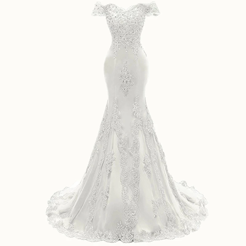Простые элегантные белые кружева русалка свадебное платье es 2018 суд Поезд