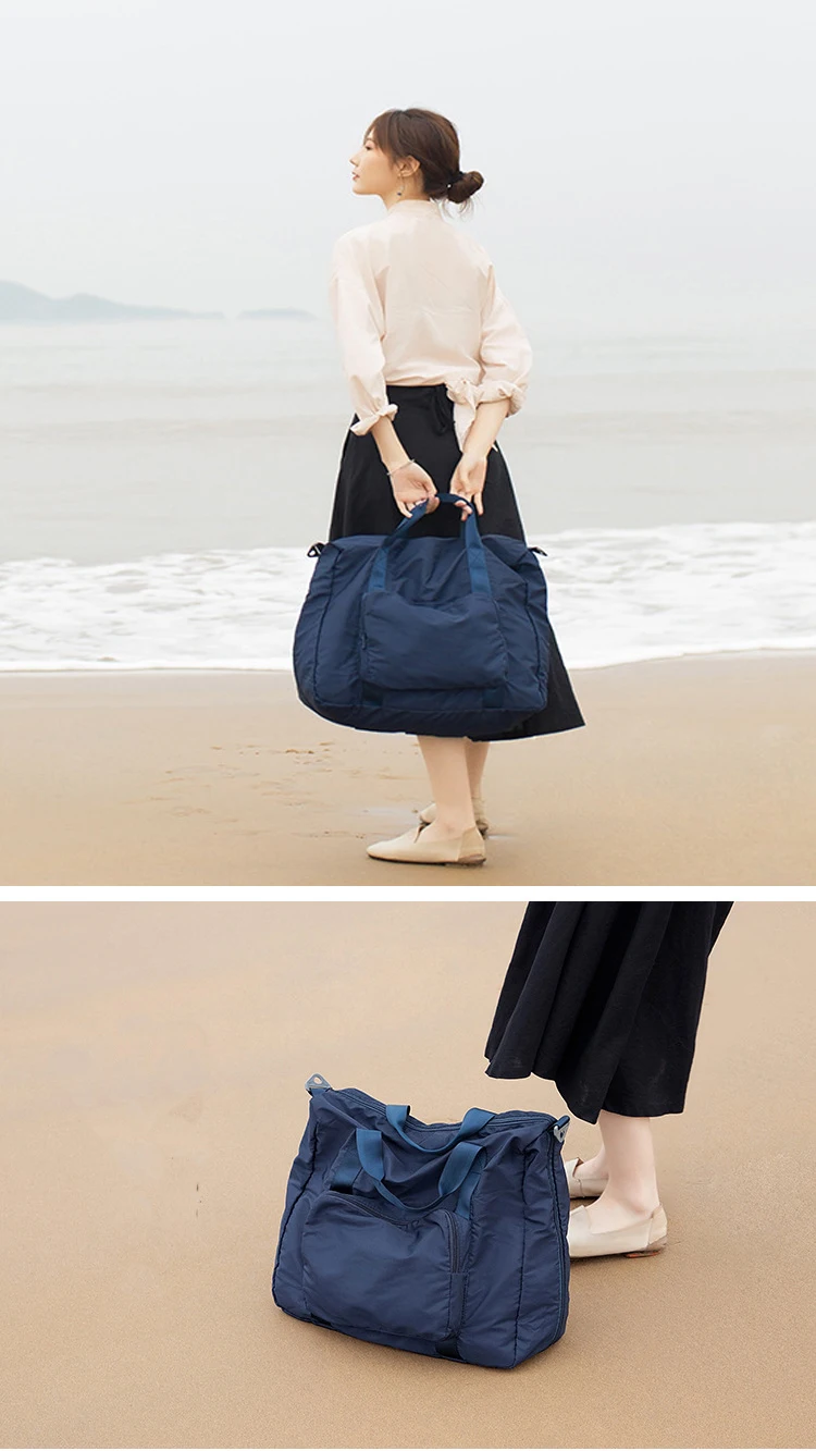 New Foldable Large Travel Bag Women Fashion Big Duffle Bag Shoulder Portable Weekend Bags Waterproof Travel Organizer Tote Pink
