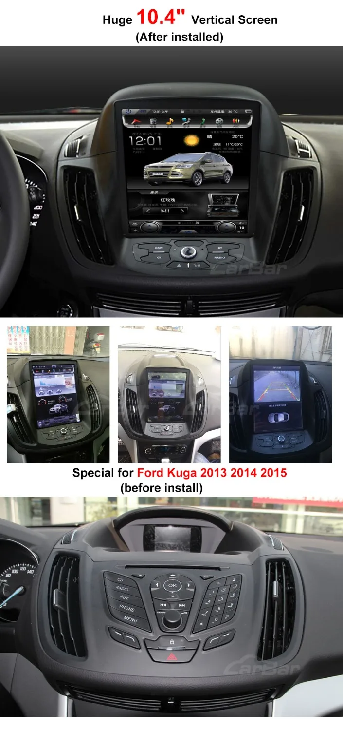 10," вертикальный огромный экран 1024*768 Android автомобильный DVD gps навигатор радио плеер для Ford Kuga 2013 ram 2 Гб четырехъядерный