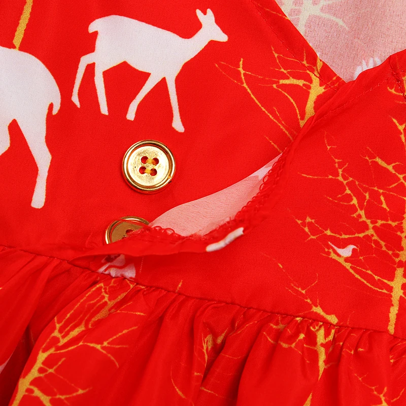 Toddler Kid Baby Girls Christmas Cartoon Deer Sleeveless Party Dress Clothes 1-5 Years Xmas | Детская одежда и обувь