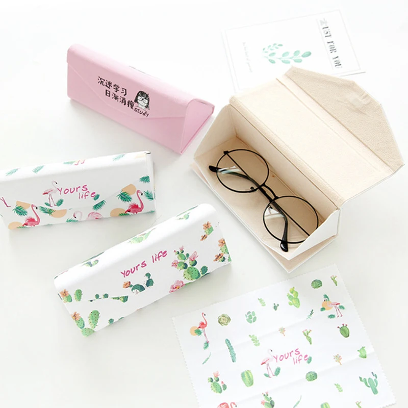 1 шт. модный креативный небольшой свежий фламинго PU Складной Чехол для очков