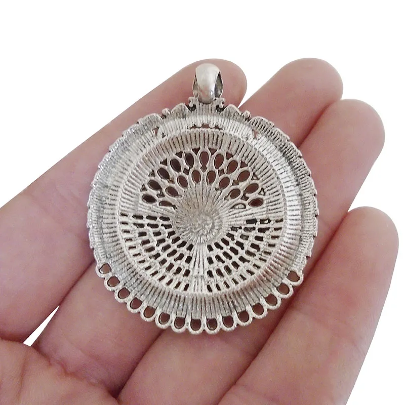 5 x Тибетский античный серебряный тон Boho Цветок Круглые Подвески Для Изготовление Ювелирных ожерелий фурнитура