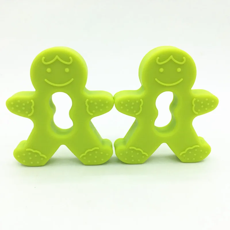 lime 10 шт./лот, рисунок «Имбирный пряник» человек мини прорезывания зубов безопасное прорезывание зубов печенья Силиконовая Форма Подвеска «сделай сам» ожерелье-Прорезыватель игрушка, подарок для новорожденных малышей, черный - Цвет: lime