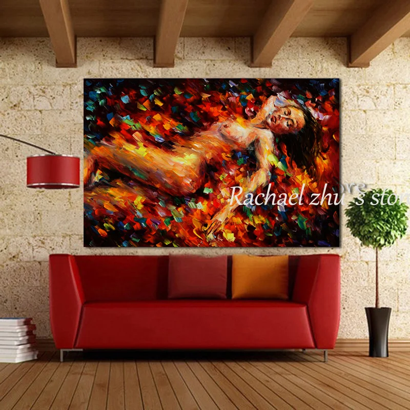 

Hand Painted Abstract Figure Art Oil Painting On Canvas Palette Knife Absrtact Nude Art Girl Wall Picture Living Room Home Decor