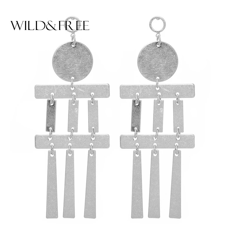 Wild & Free Boho Стиль золото Цвет серьги с металлическими кисточками для женщин Ретро