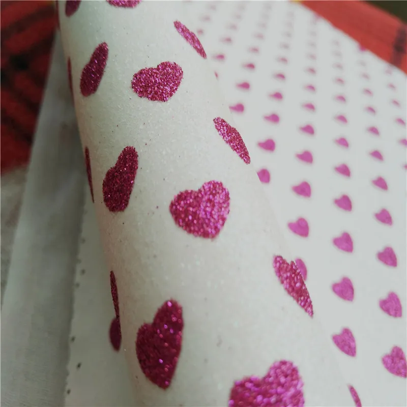 Искусственная тонкая блестящая Любовь Печать кожаные ткани ПУ ткань обои