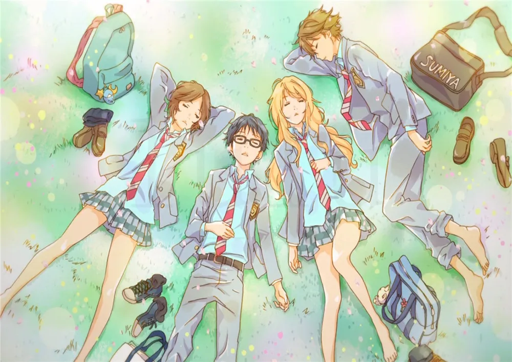 Постеры Your Lie в апреле Мультяшные наклейки на стену яркие цвета высокое