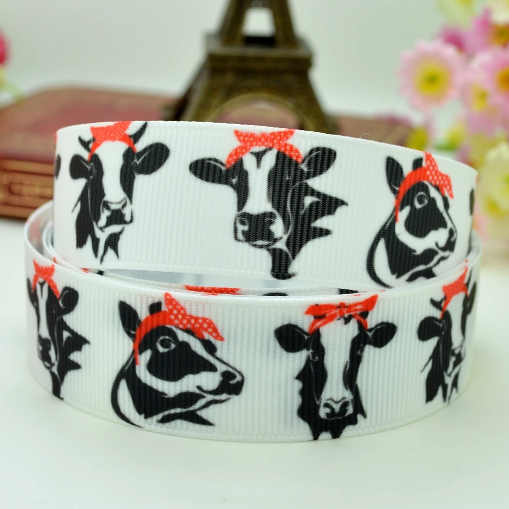DUWES 7/8 &quot22 мм 2 5 10 50 ярдов Единорог Тигр Корова Жираф мультфильм печатных grosgrain